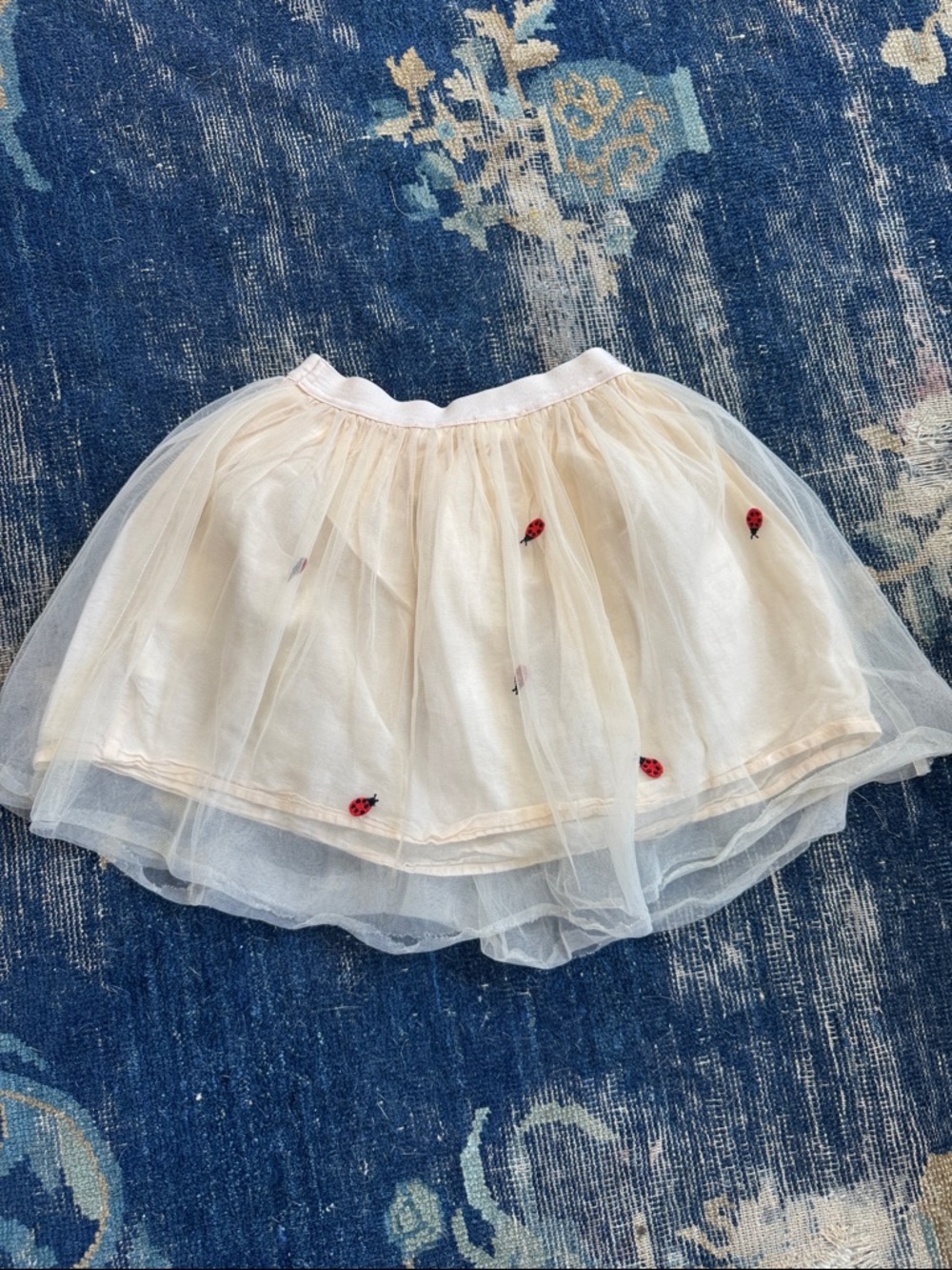 Arket Cream Layered Tulle Skirt with Subtle Embroidery